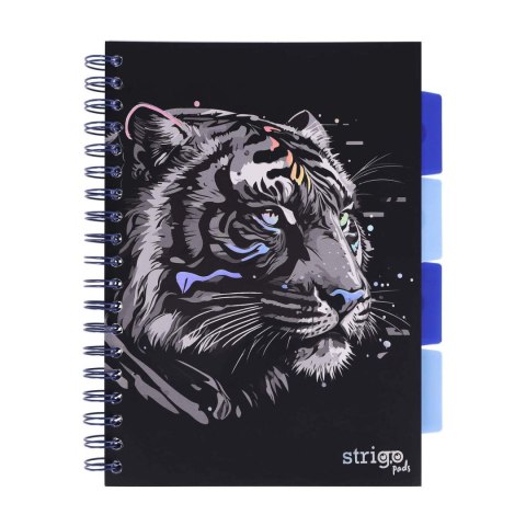 Kołozeszyt B5/100k linia oprawa PP 80g czarny Tygrys STRIGO PADS096