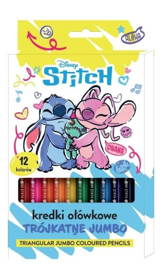 Kredki ołówkowe 12 kolorów Jumbo trójkątne Stitch BENIAMIN 140873 BEN