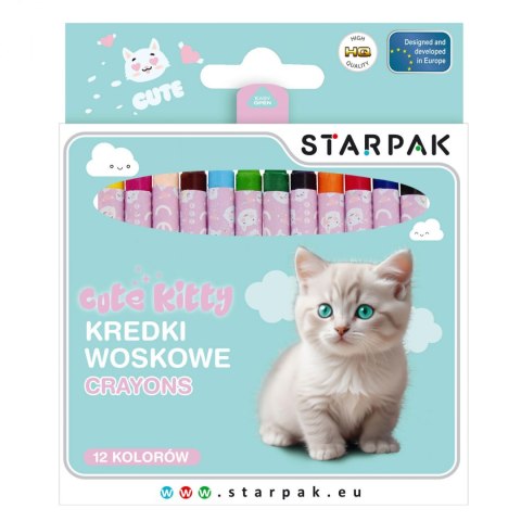 Kredki woskowe 12 kolorów Cuties Kitty STARPAK 559671