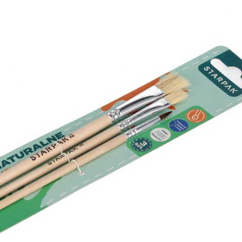Pędzle szkolne naturalne kpl3szt STARPAK 559658