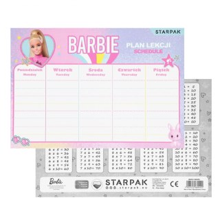 Plan lekcji z tabliczką mnożenia A5 Barbie2 STARPAK 560055