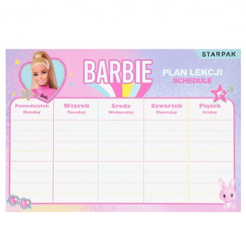 Plan lekcji z tabliczką mnożenia A5 Barbie2 STARPAK 560055