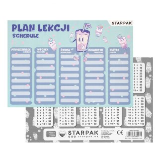 Plan lekcji z tabliczką mnożenia A5 Bubble Tea STARPAK 560062