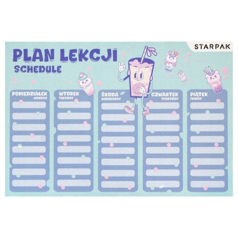 Plan lekcji z tabliczką mnożenia A5 Bubble Tea STARPAK 560062