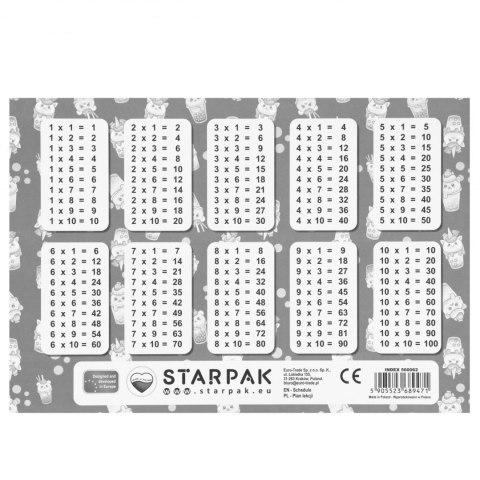 Plan lekcji z tabliczką mnożenia A5 Bubble Tea STARPAK 560062