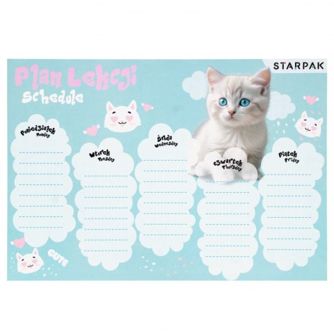 Plan lekcji z tabliczką mnożenia A5 Cuties Kotki2 STARPAK 560057