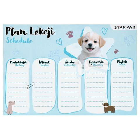 Plan lekcji z tabliczką mnożenia A5 Cuties PieskiP2 STARPAK 560056