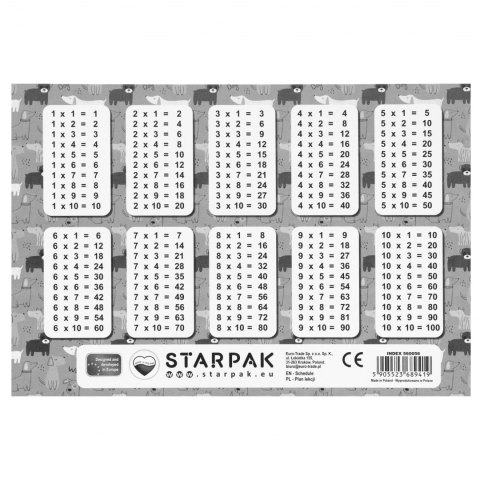 Plan lekcji z tabliczką mnożenia A5 Cuties PieskiP2 STARPAK 560056