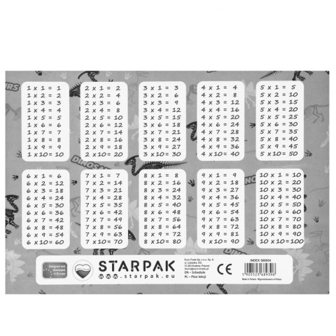 Plan lekcji z tabliczką mnożenia A5 Dino2 STARPAK 560054