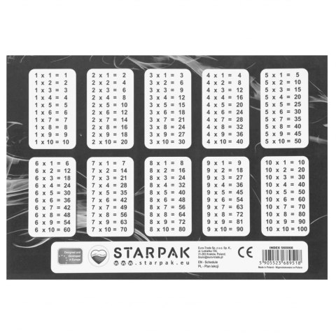 Plan lekcji z tabliczką mnożenia A5 Gaming STARPAK 560066