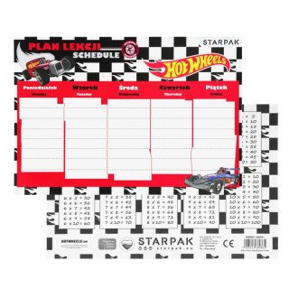 Plan lekcji z tabliczką mnożenia A5 Hot Wheels2 STARPAK 560051
