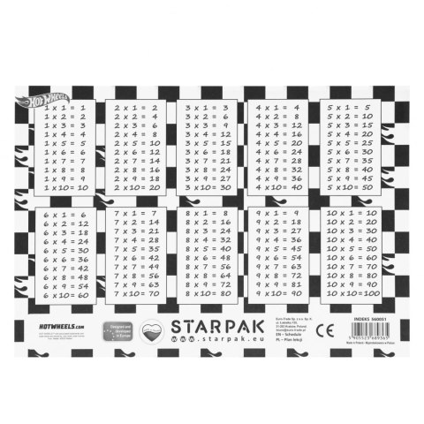Plan lekcji z tabliczką mnożenia A5 Hot Wheels2 STARPAK 560051