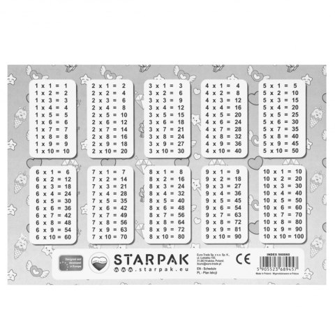 Plan lekcji z tabliczką mnożenia A5 Unicorn STARPAK 560060
