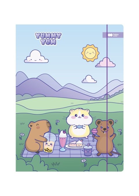 Teczka kartonowa z gumką, Kapibara Yummy Yum, Piknik, 24x31cm, Happy Color