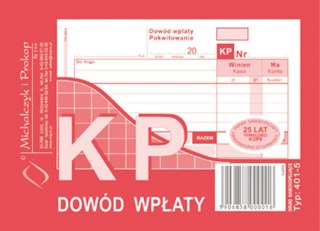 Druk Dowód Wpłaty KP wielokopiujący A6 MICHALCZYK&PROKOP 401-5