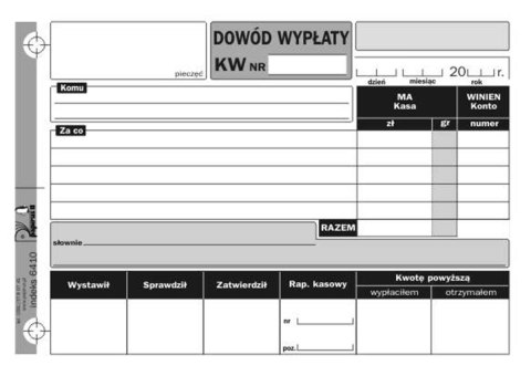 KW Dowód wypłaty wielokopia A6 LINIA KONTAKT