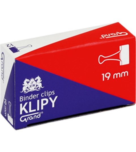 Klipy metalowe GRAND 19 mm czarne 12 szt.
