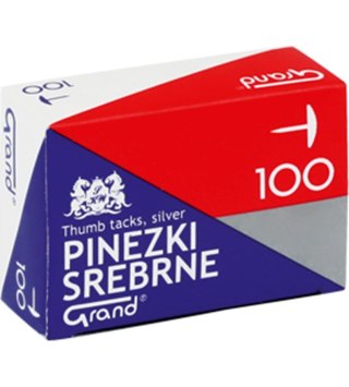 Pinezki biurowe srebrne GRAND S100 100 szt.