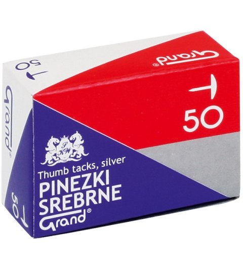 Pinezki biurowe srebrne GRAND S50 50 szt.