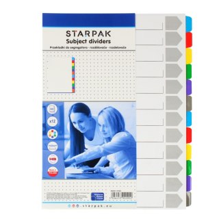 Przekładki A4 kartonowe 12 kolorów STARPAK 131563