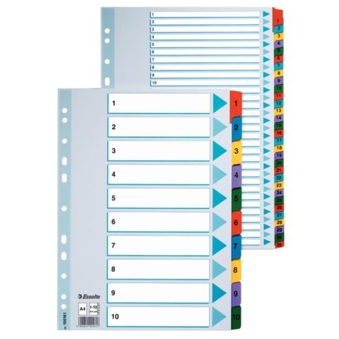 Przekładki kartonowe Mylar A4 Esselte, biały A-Z