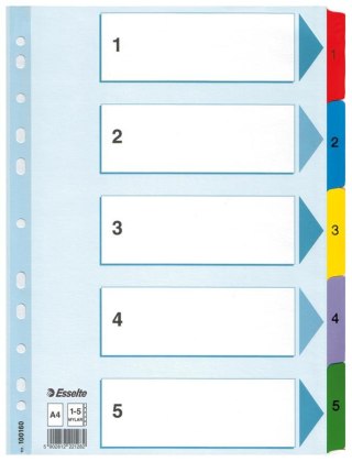 Przekładki kartonowe Mylar A4, biały 1-5, ESSELTE 100160