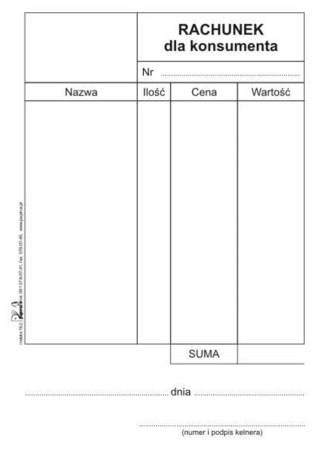 Rachunek dla konsumenta wielokopia A6