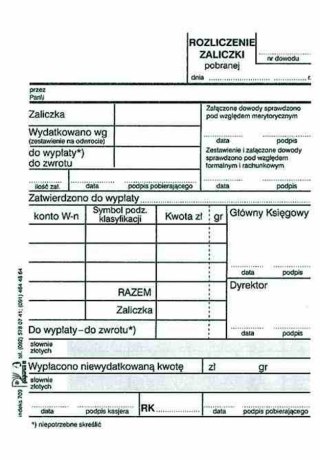 Rozliczenie zaliczki offset A6