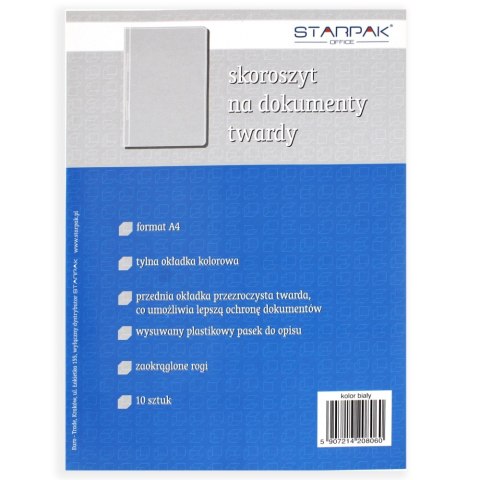 Skoroszyt PCV twardy na dokumenty A4 biały A 10 STARPAK 109218