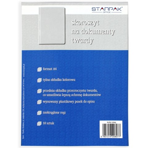 Skoroszyt PCV twardy na dokumenty A4 popielaty A 10 STARPAK 114560
