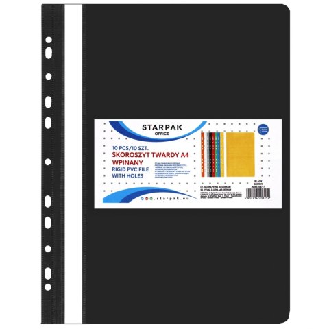 Skoroszyt PCV twardy wpinany na dokumenty A4 czarny A 10 STARPAK 108717