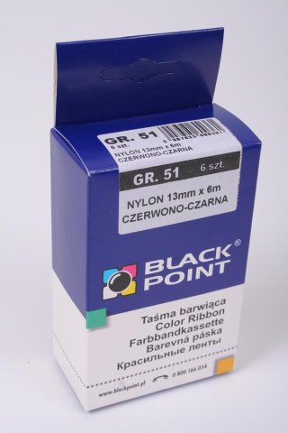 Taśma barwiąca BP 51 13mmx6m czarno-czerwona BLACK-POINT