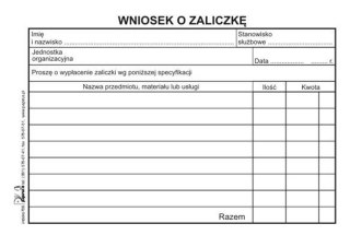 Wniosek o zaliczkę offset A6