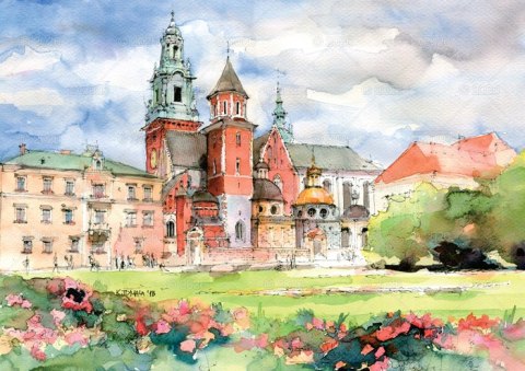 Kalendarz 13 planszowy A4 Miasta w akwareli LUCRUM WL05