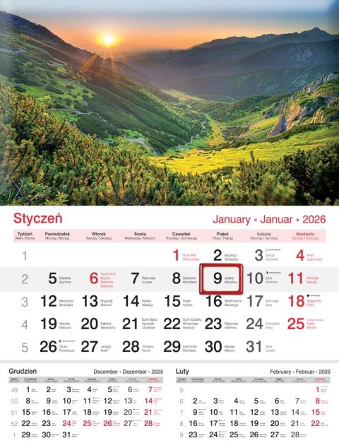 Kalendarz jednodzielny 33x49cm Góry LUCRUM KJ03