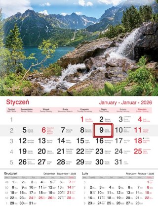 Kalendarz jednodzielny 33x49cm Jezioro LUCRUM KJ01