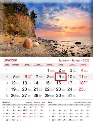 Kalendarz jednodzielny 33x49cm Plaża LUCRUM KJ02