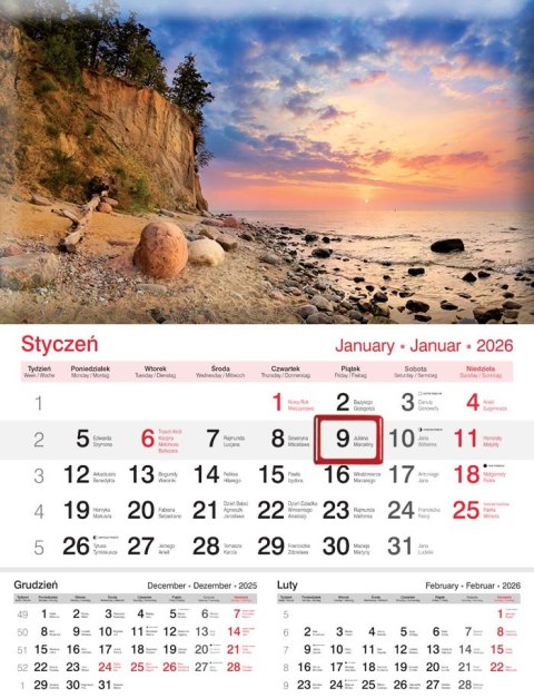 Kalendarz jednodzielny 33x49cm Plaża LUCRUM KJ02