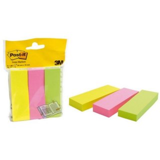Notes samoprzylepny 3 bloczki 26x76 mm po 100 kartek 3 kolory Post-in 3M 671/3
