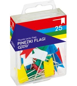 Pinezki kolorowe flagi GRAND 25 szt. PUD PLAST T4