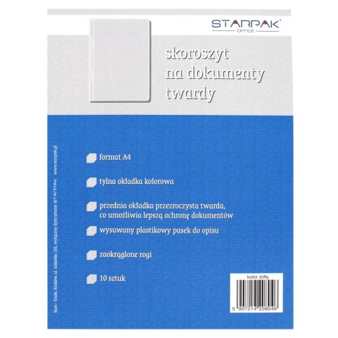 Skoroszyt PCV twardy A4 żółty A 10 STARPAK 151419