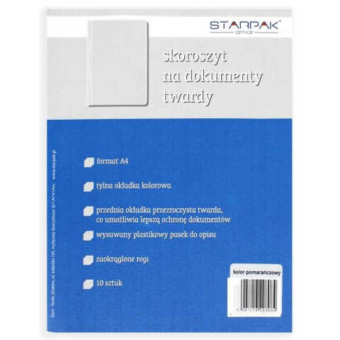 Skoroszyt PCV twardy na dokumenty A4 pomarańczowy A 10 STARPAK 265799