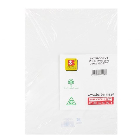 Skoroszyt papierowy A4 zwykły 250 g biały BARBARA 0820001
