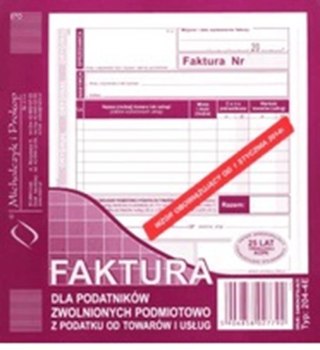 Druk Faktura Zwolnienie z podatku VAT A6 MICHALCZYK&PROKOP 205-5E