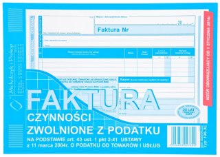 Druka Faktura Czynności Zwolnione z podatku A5 MICHALCZYK&PROKOP 198-3E