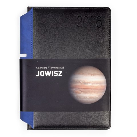 Kalendarz książkowy A5 twarda oprawa Jowisz czarno-niebieski OPUS 808854