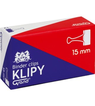 Klipy metalowe GRAND 15 mm czarne 12 szt.