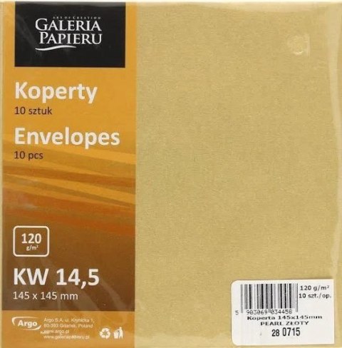 Koperta 145x145 NK Pearl złota GAL PAP PB OP10SZT ARGO 280715 ARG