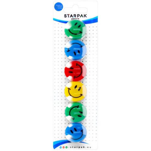 Magnes 30mm Emoticon2 mix kolorów 6szt STARPAK 378347