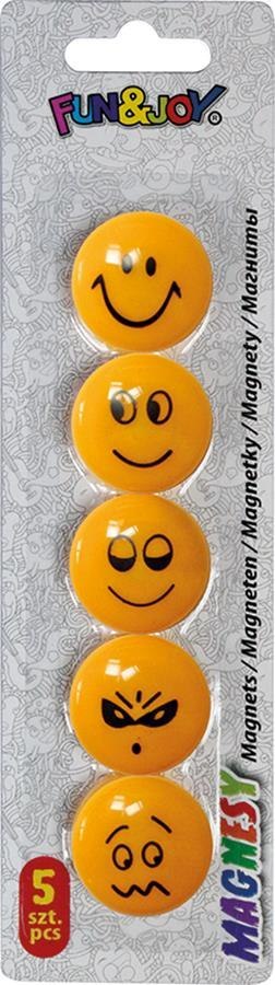Magnesy okrągłe 29mm 6 szt. pomarańczowe Emoji Fun&Joy